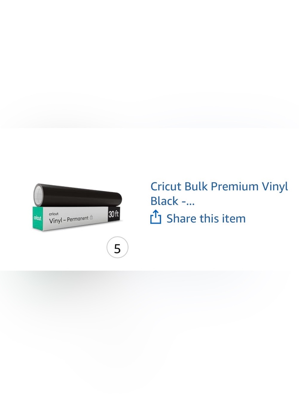 Cricut Premium Permanent Vinyl Roll - Black